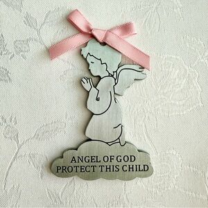 Pink Angel of God Crib Medal
